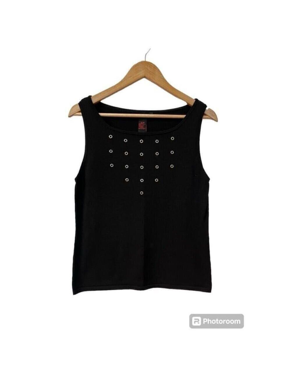 Oscar Leopold Black Tank Top with Grommets